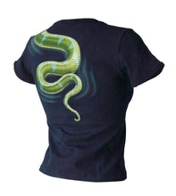 Lade das Bild in den Galerie-Viewer, Bushfire Damen enganliegendes kurzes T-Shirt  Python - TDTL808, blau