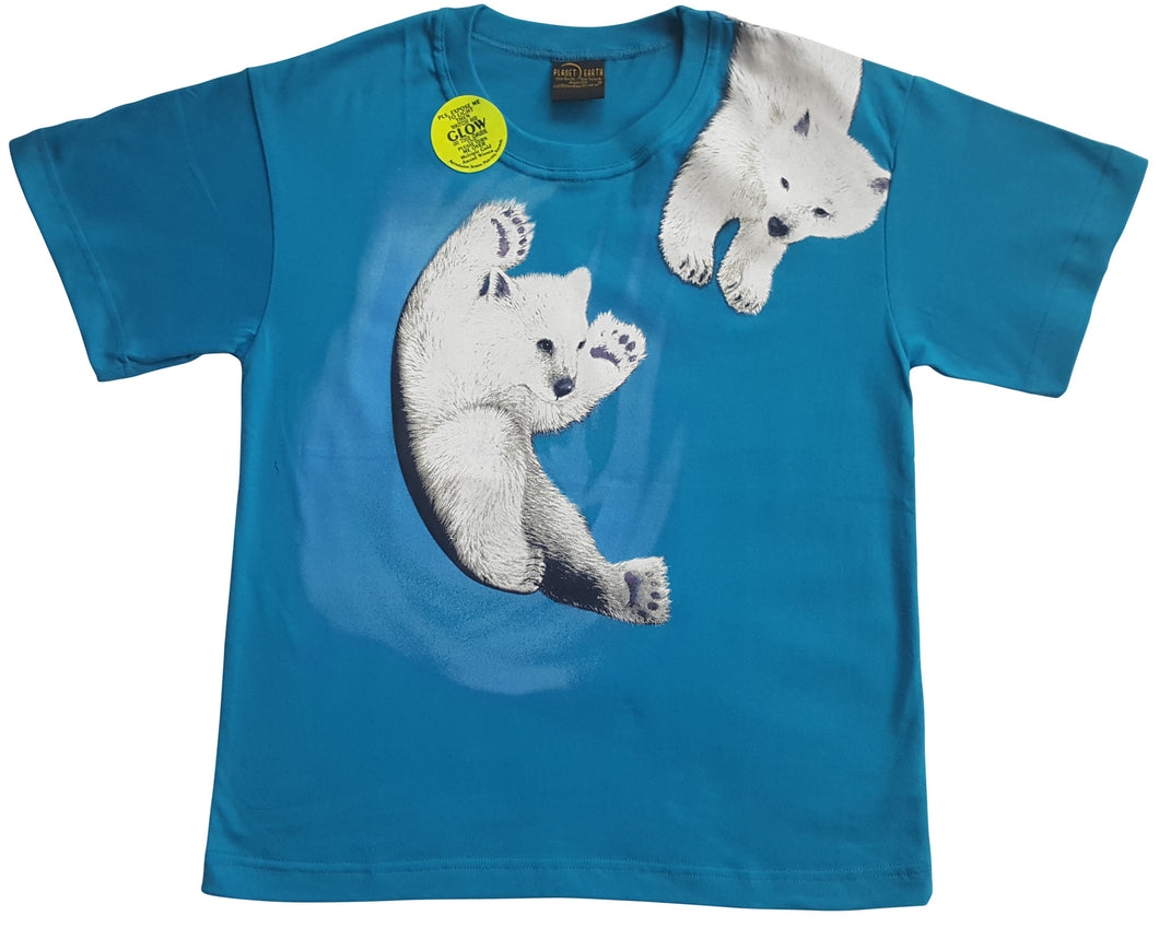 Bushfire Kinder T-Shirt Polarbär Junges, Polarbear Cub, blau CTFK863