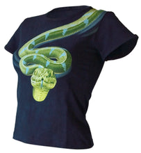 Lade das Bild in den Galerie-Viewer, Bushfire Damen enganliegendes kurzes T-Shirt  Python - TDTL808, blau
