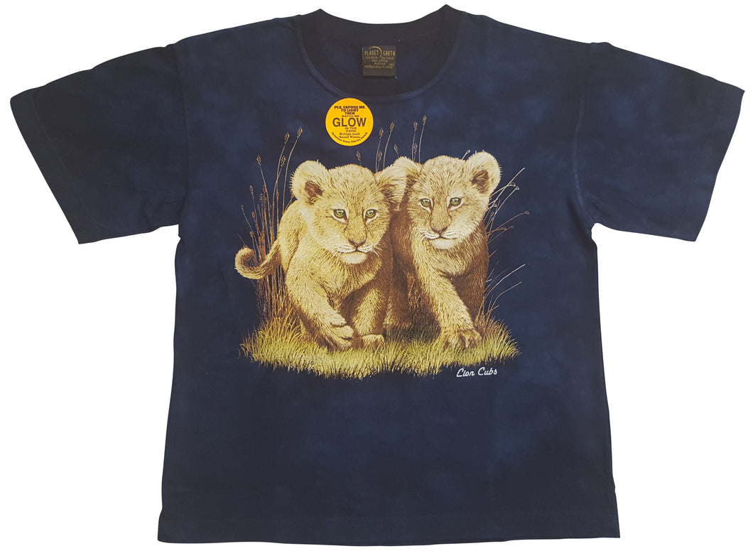 Bushfire Kinder T-Shirt Löwen Junge, Lion Cubs, batik blau TDTK720