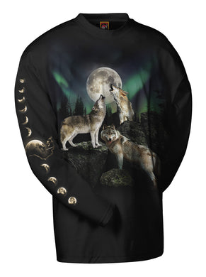 Howling Wolf Langarm Shirt T-Shirt Wolves Deutschland Online kaufen Mond