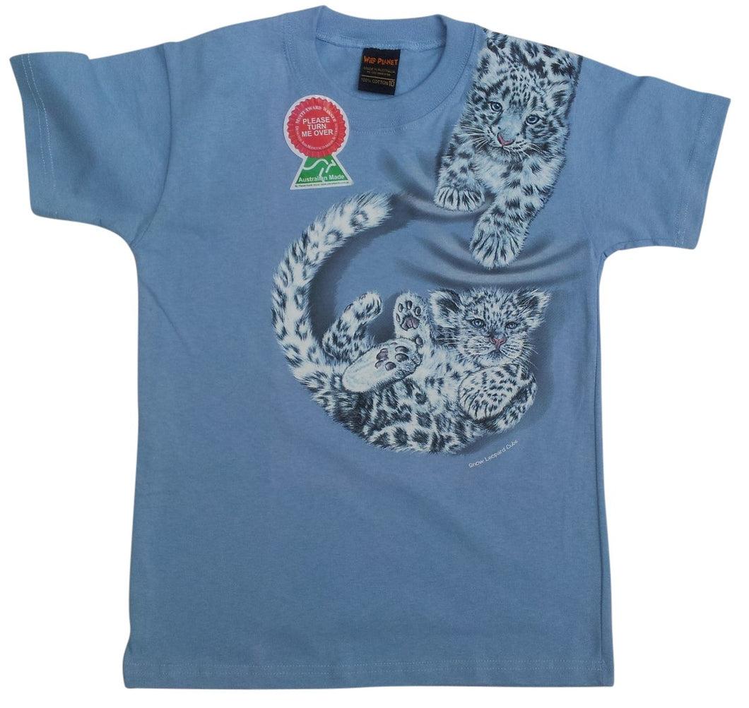 Bushfire Kinder T-Shirt Schneeleopard Junge, hellblau  CTFK956