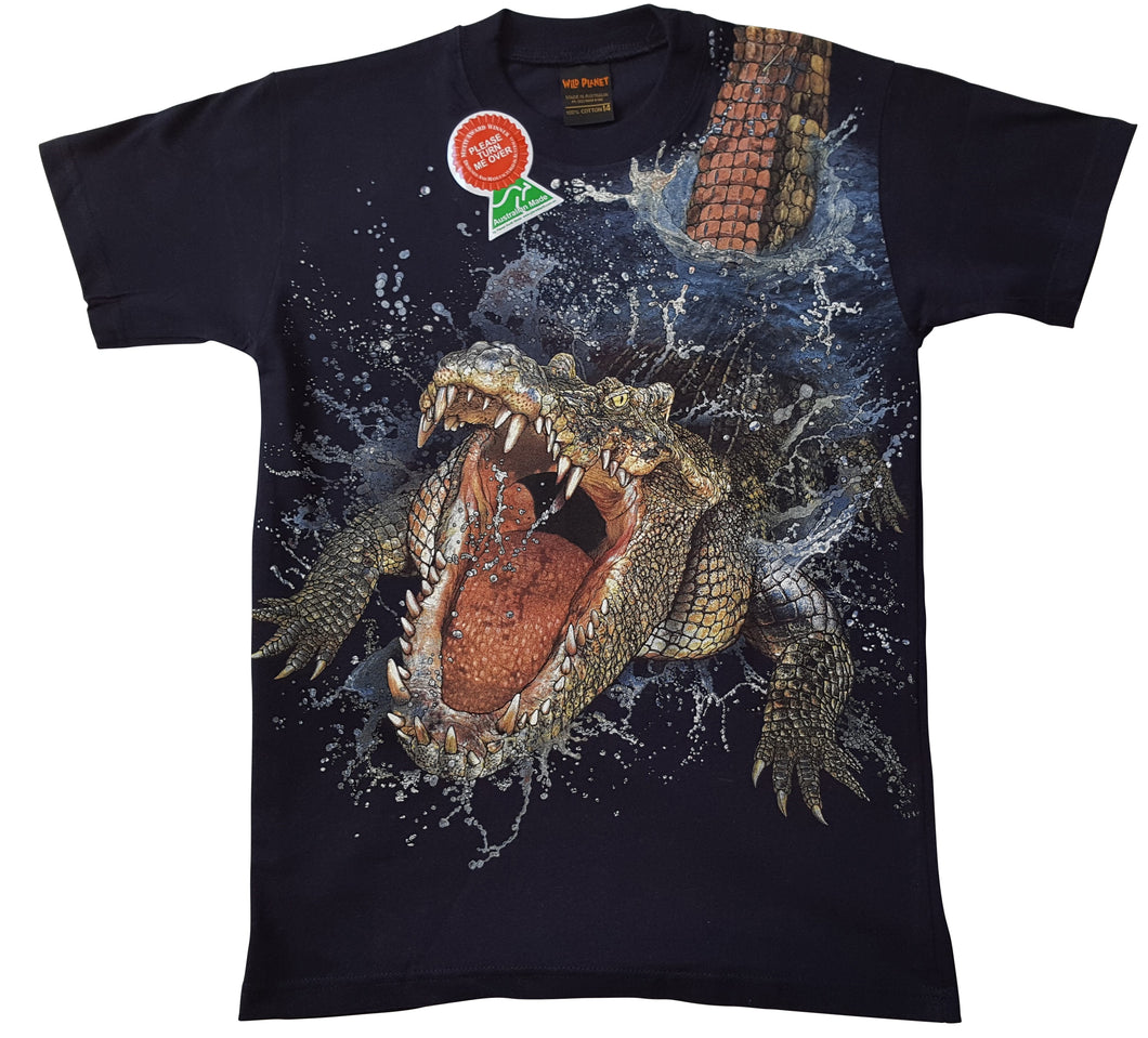 Bushfire Kinder T-Shirt Crocodylus, Kinder Krokodil, blau CTFK859