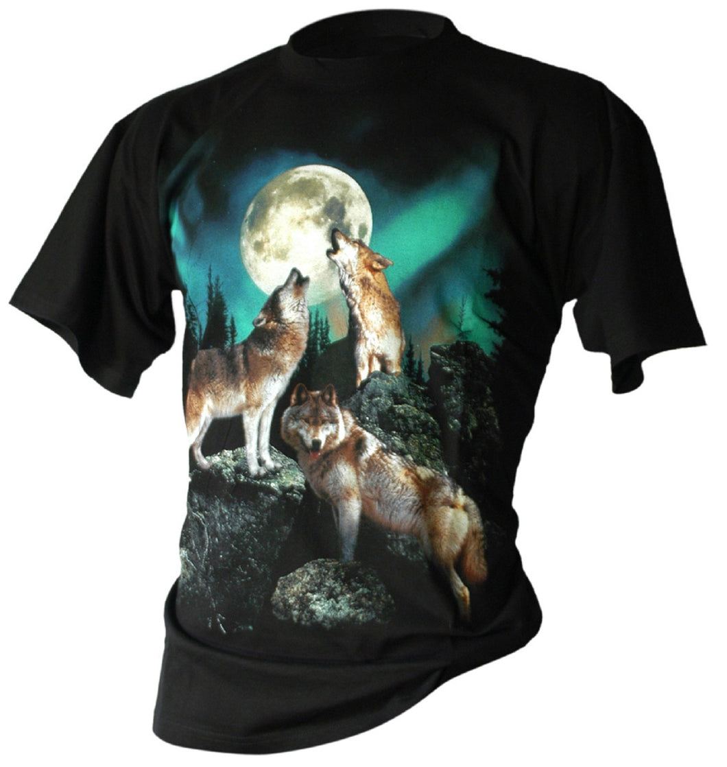 Bushfire Kinder T-Shirt Howling Wolf, Heulender Wolf,, schwarz BSHK021